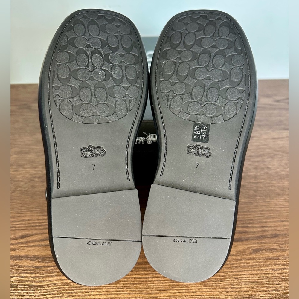 New Coach Peyton Leather Sandal Black Size 7 - Picture 9 of 12
